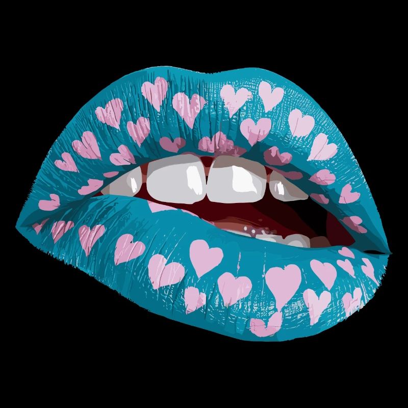 Buntes Lippen Design mit Herz-Muster
