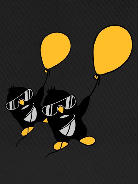 2 balloon penguins flying