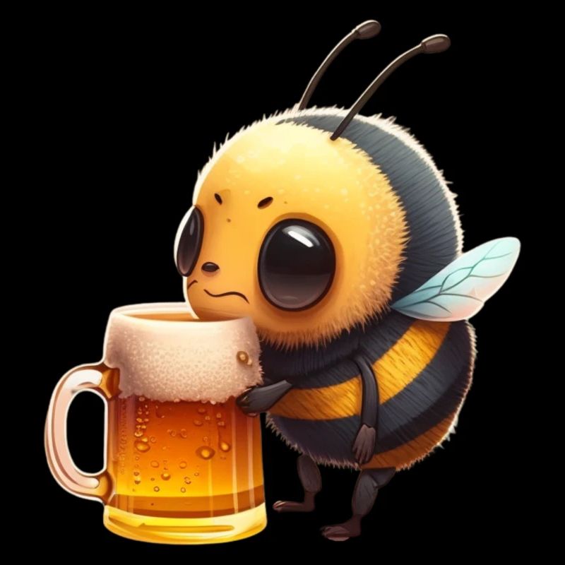 Kleine Biene trinkt ein großes Bier