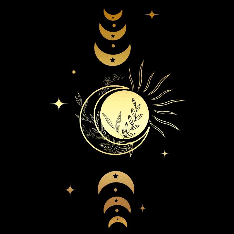 Moon and Golden Magic Star