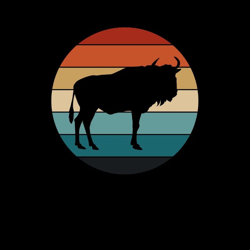 Retro Wildebeest White-tailed Gnu Whitebearded gnu Africa