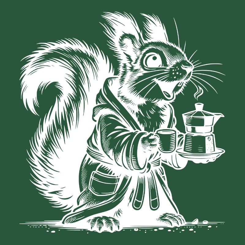 Funny squirrel with strong coffee Drawing