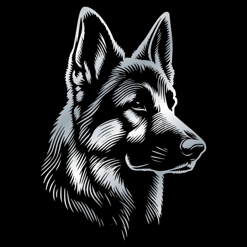 Deutscher Schäferhund Kopf silber