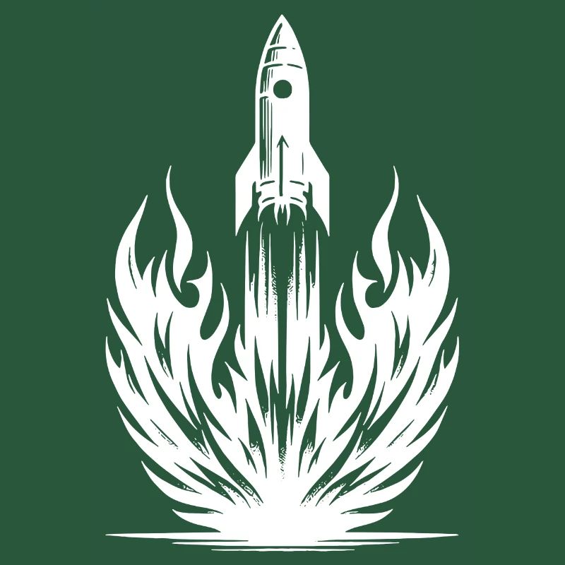 Launching rocket in flames