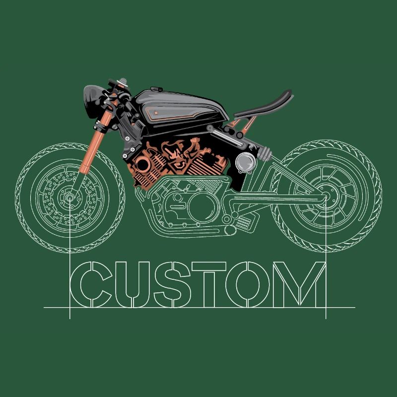 custom motorcycle workshop syymbol drawing icon