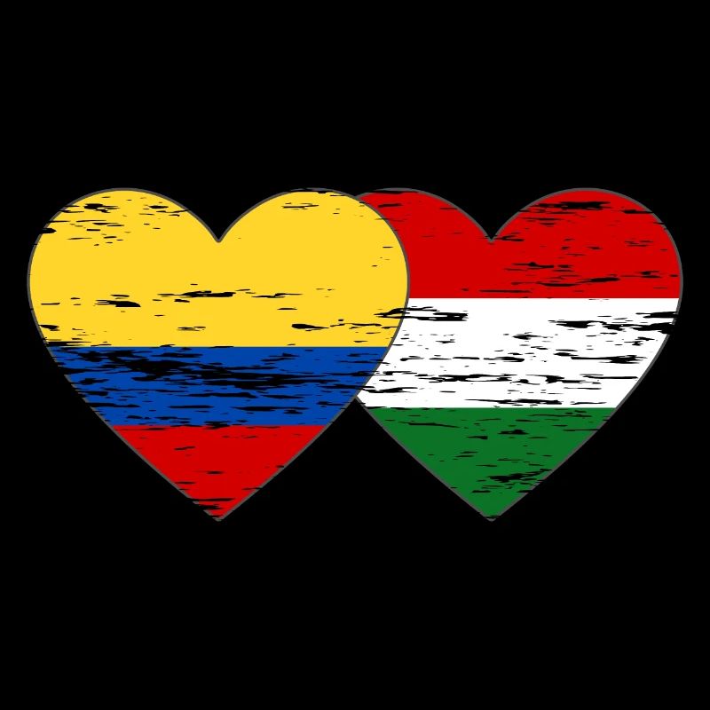 Colombie Hongrie drapeau coeur utilisé