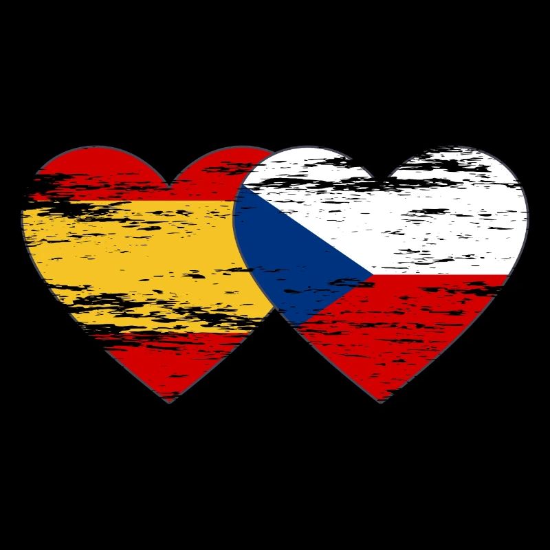 Spanien Tschechien Flagge Herz used