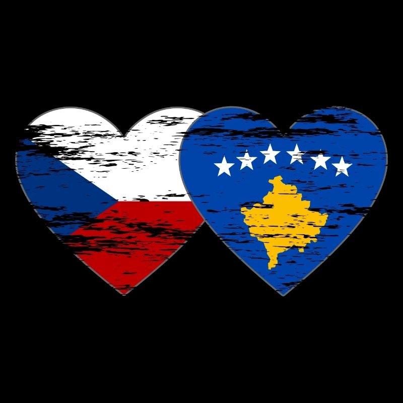 République tchèque Kosovo drapeau coeur utilisé