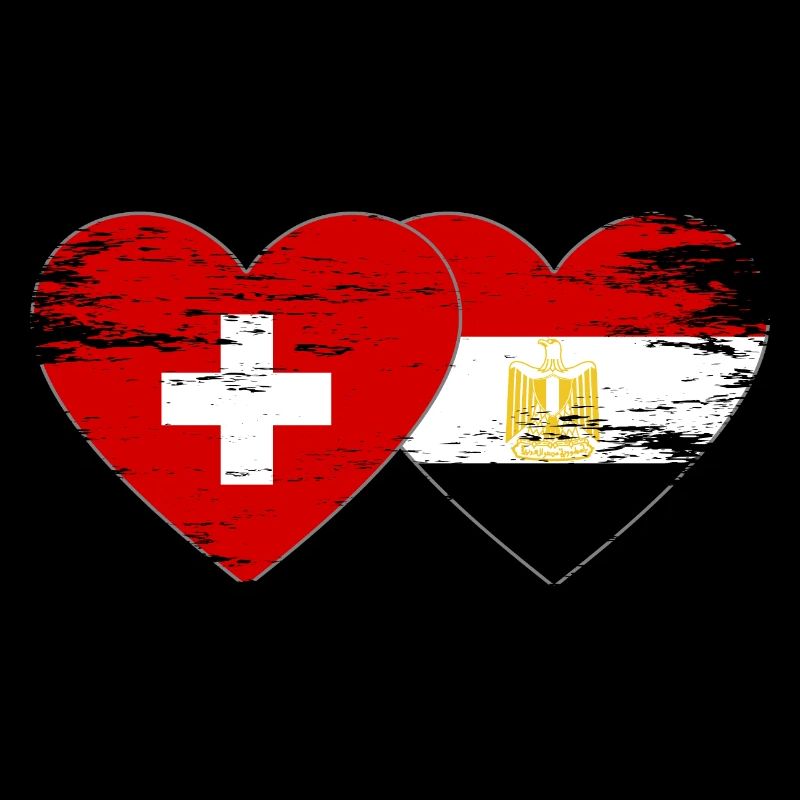 Suisse Egypte Drapeau Mains Coeur Forme Utilisé