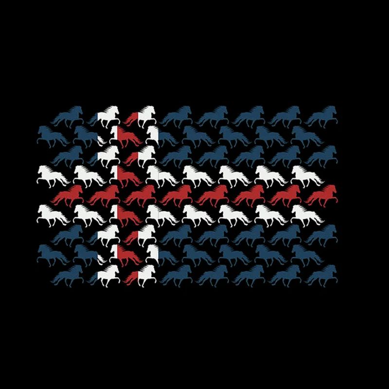 Tricolor horses in a repeating pattern