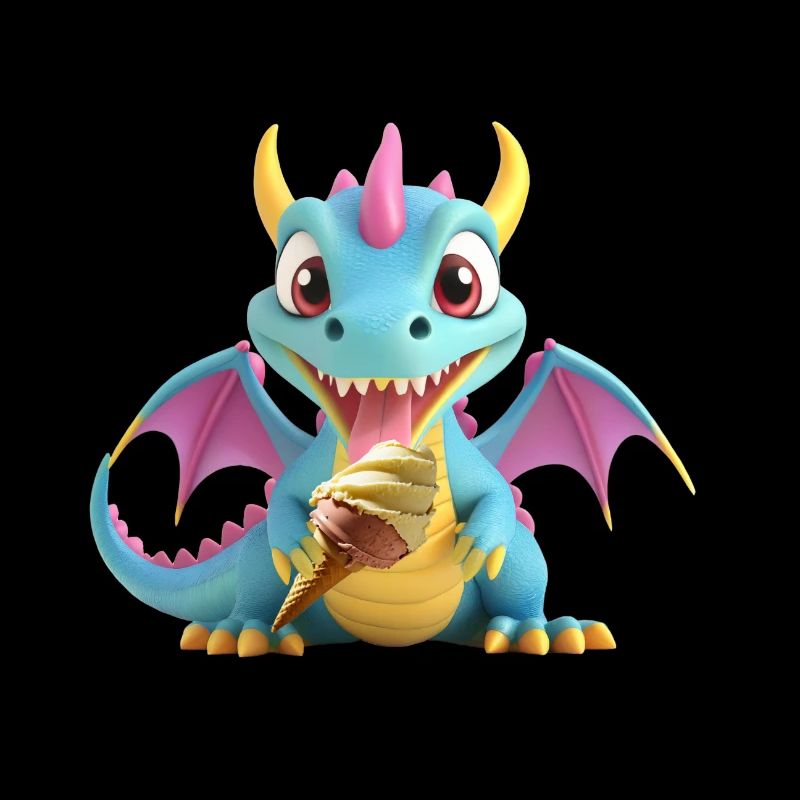 Drachen Monster mit langer Zunge und mit Eis