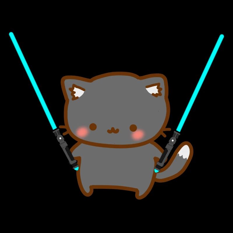 Chat mignon avec sabre laser bleu