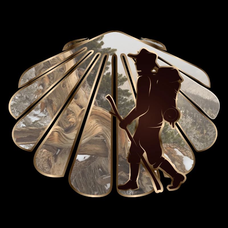 A pilgrim or hiker on a pilgrimage route