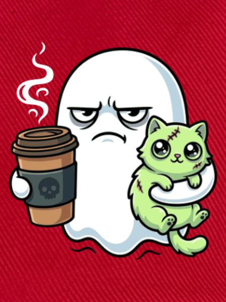 Halloween Kaffee Geist mit Zombie Katze