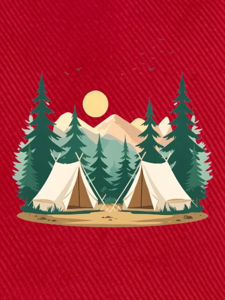Nachtwald Camping Illustration
