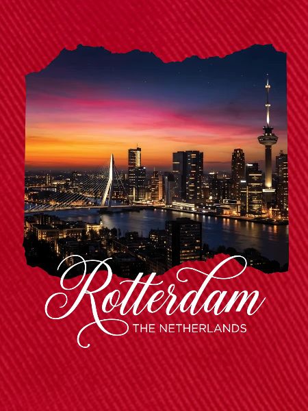 Rotterdam The Netherlands Skyline Abendlicht