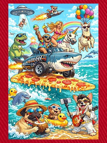 Dino Einhorn Pizza Beach
