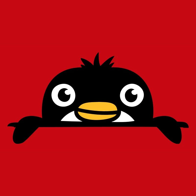 Petit pingouin jetant un coup d’œil doux de derrière le mur enfant