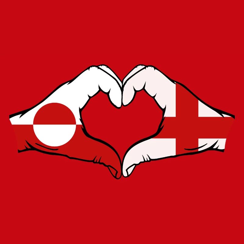 Drapeau du Groenland Angleterre Mains Forme de cœur