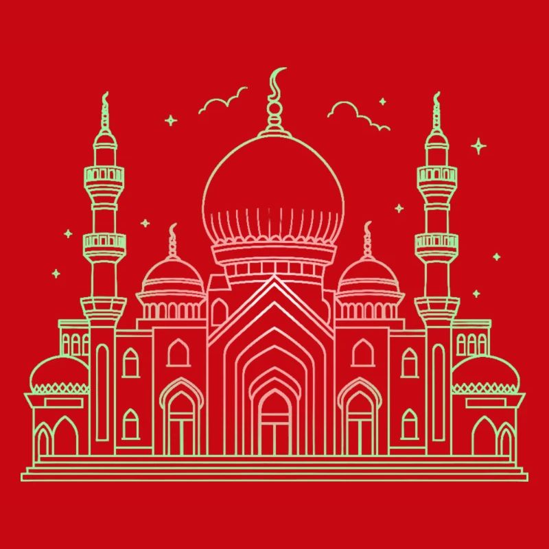 Moschee Stern Halbmond stilisiert grün oder schwarz
