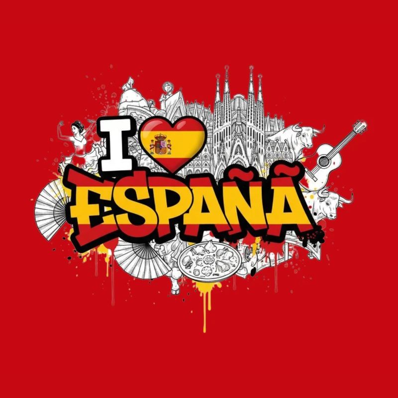 Lebendiges Graffiti Spanien Flagge Liebe Design