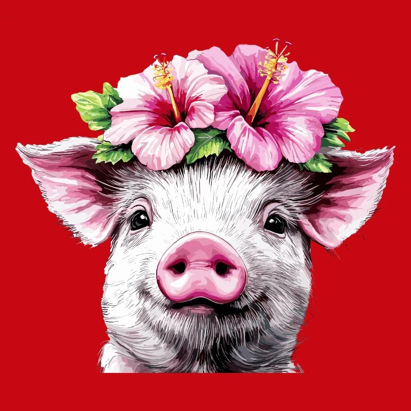 Cochon à couronne d’hibiscus