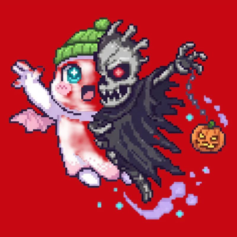 Kawaii & Horror Split Design Pixel Art