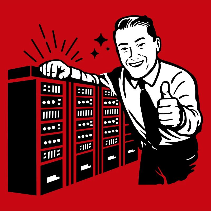 Rétro IT Admin Smiling – Support technique vintage
