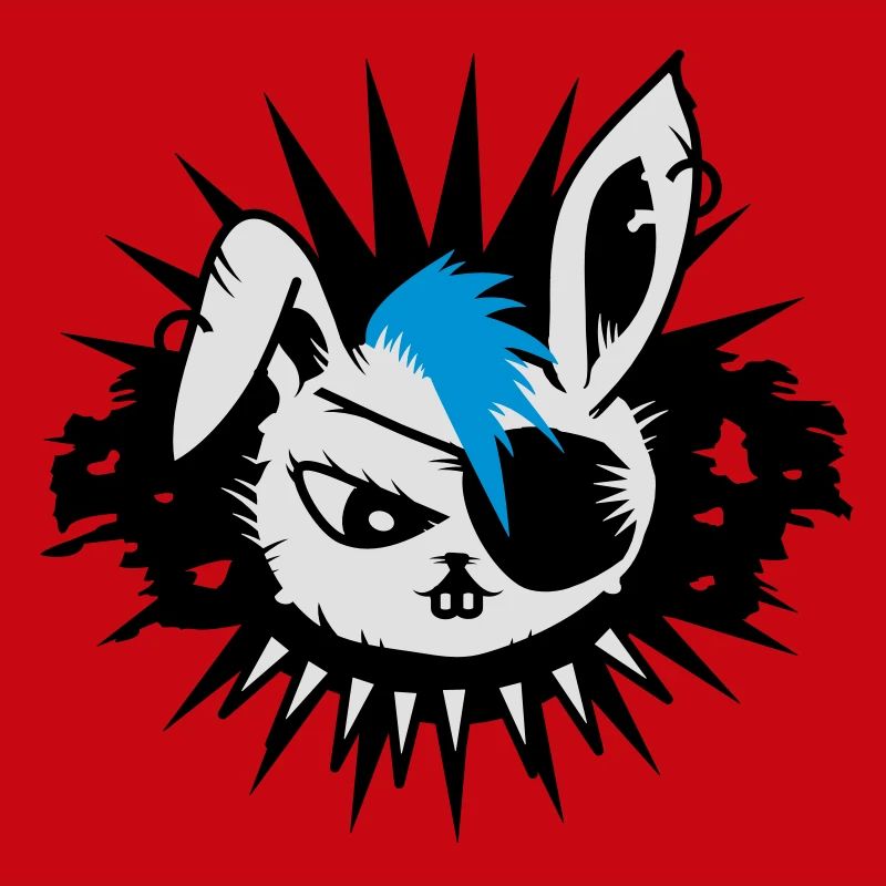 rabbit with an eye patch and a mohawk