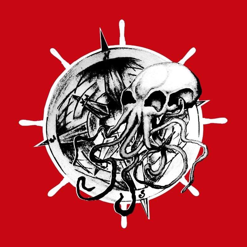Conception de tatouage de crâne de pieuvre
