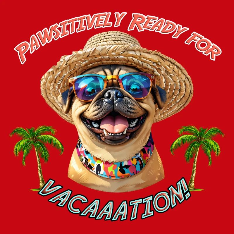 Pug in summer look: Pawsitively Ready