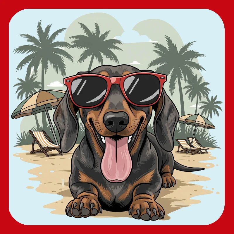 Dackel Beach Dackel Dackel mit cooler Brille