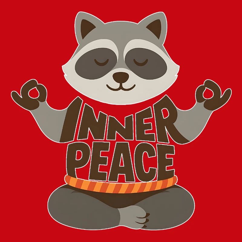 Meditierender Waschbär mit "Inner Peace"