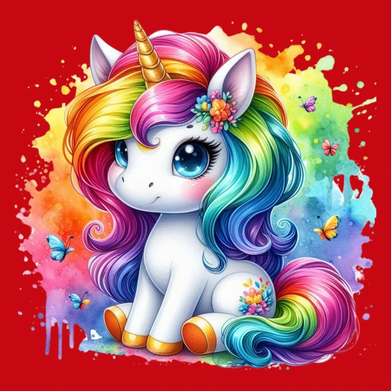 Regenbogen Einhorn Aquarell