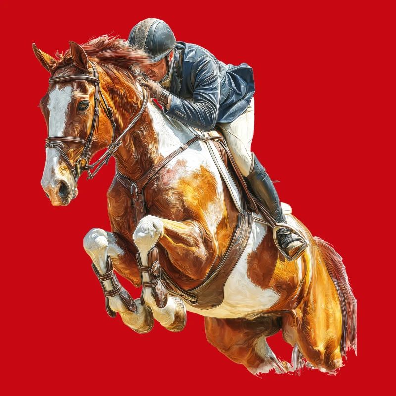 Galloping rider in leap