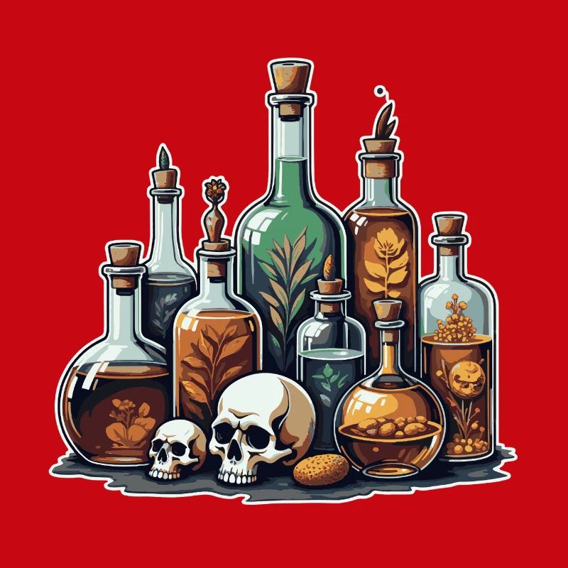 Alchemie Fläschchen Schädel Design