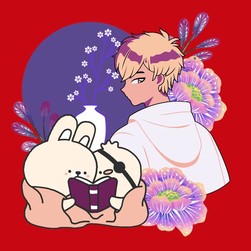 Anime Boy et Animaux avec un dessin cache-œil