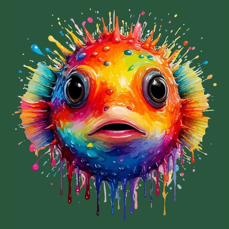 Impression d’art Color Explosion Puffer Fish