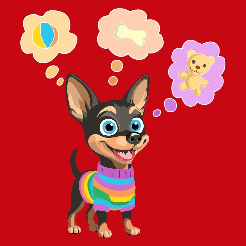 Chien mignon en pull arc-en-ciel pour enfant