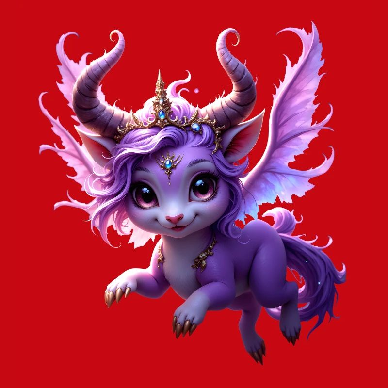 Lila Drache mit Krone