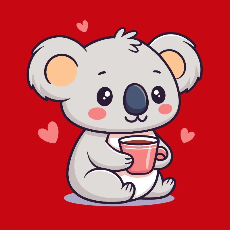 Koala Kaffeeherz Kawaii