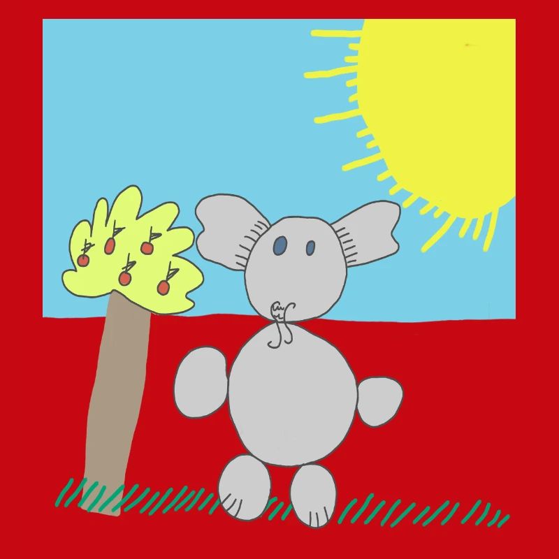 Whimsical Elephant Under a Bright Sun