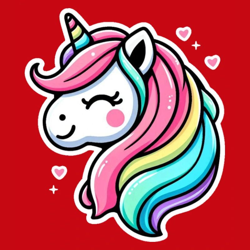 Einhorn Comic Regenbogen Herzen