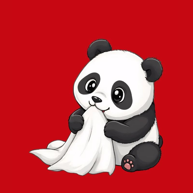 Bébé Panda avec une couette – Dessin animé mignon