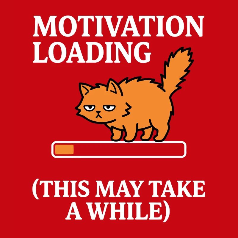 Motivation Loading Tired Cat with Loading Bar