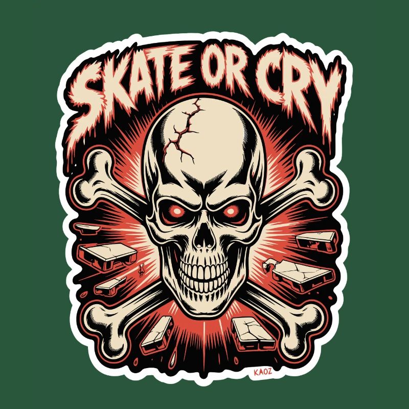 Skate- oder Cry-Skull-Tee-Design