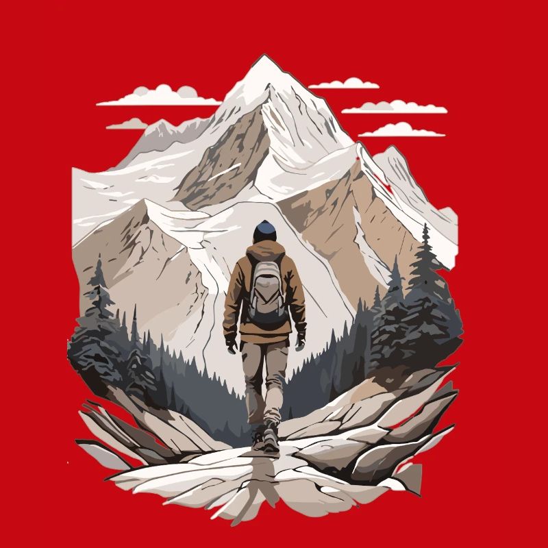 Wanderer vor Berggipfel