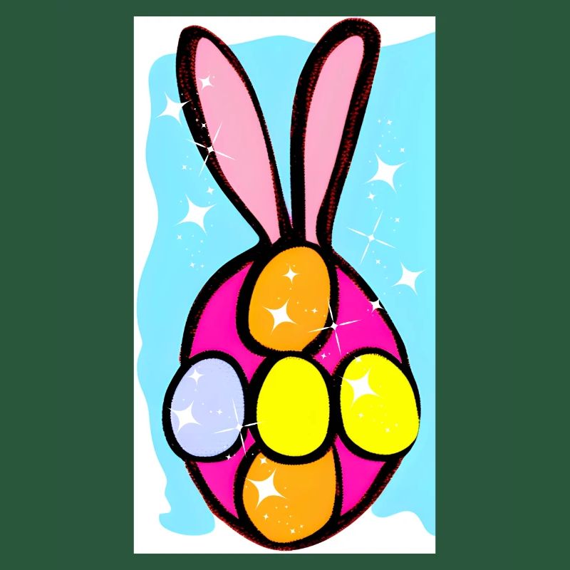 Colorful Easter Bunny Eggs Illustration