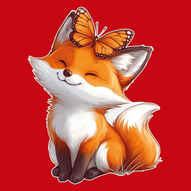 Fuchs mit Schmetterling