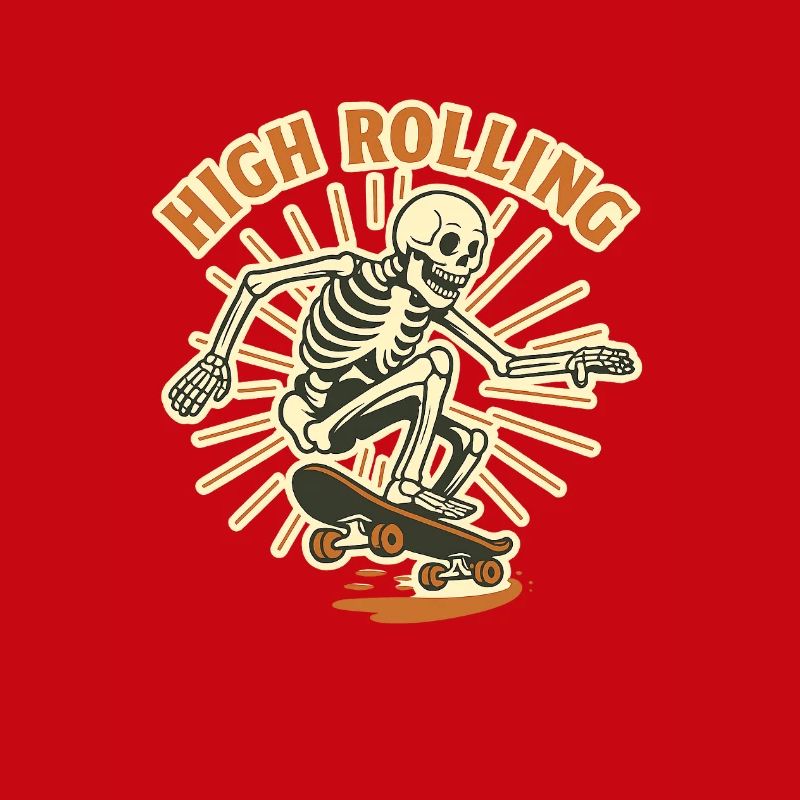 High Rolling Skelett Skateboard
